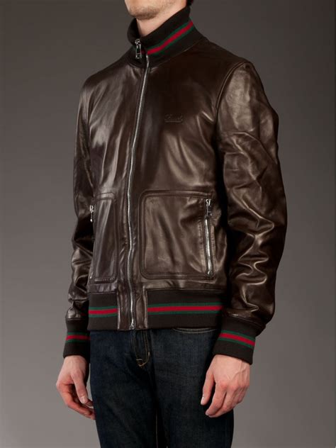 gucci leather jackets for men|gucci gg print jacket men's.